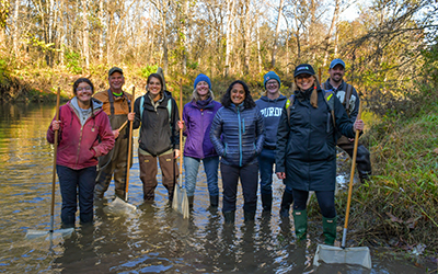 Group shot of Seth Harden and his TNC colleagues on Big Pine Creek (2021)