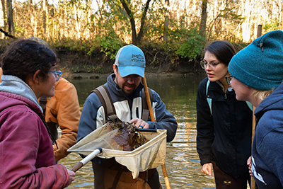 Seth Harden educating TNC colleagues on freshwater ecology (2021)