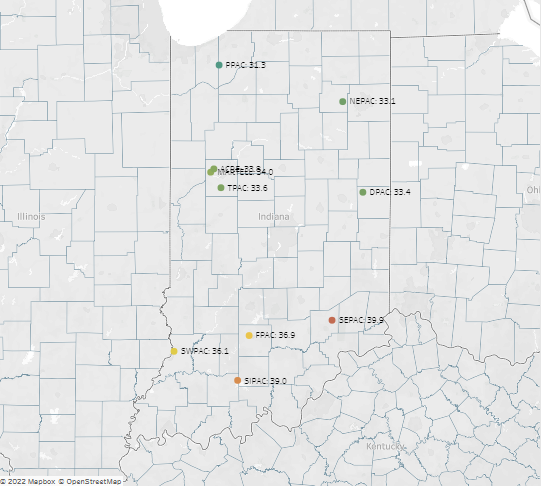 Indiana mesonet station map