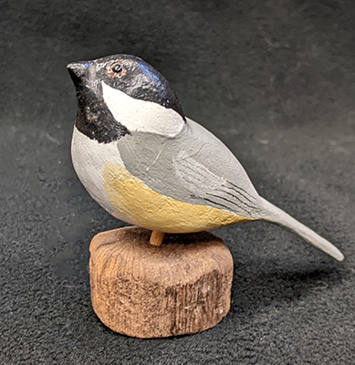 Chickadee carved by Dr. Russell Mumford