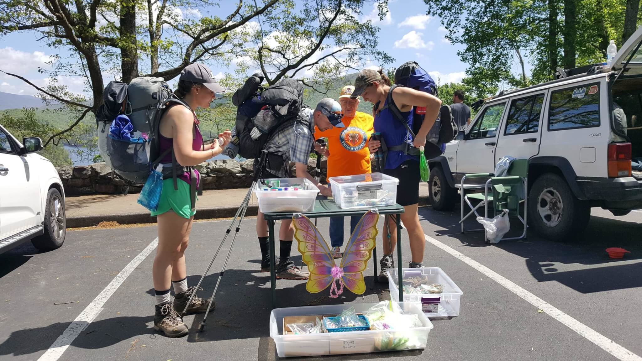 Rebekah Lumkes and Baleigh Haynes at day 14, Trail Magic at Fontana Dam.