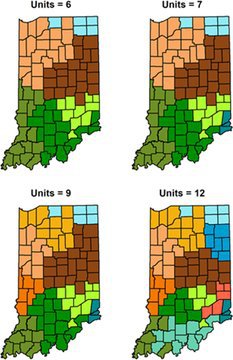 Research maps showing different units for deer management.