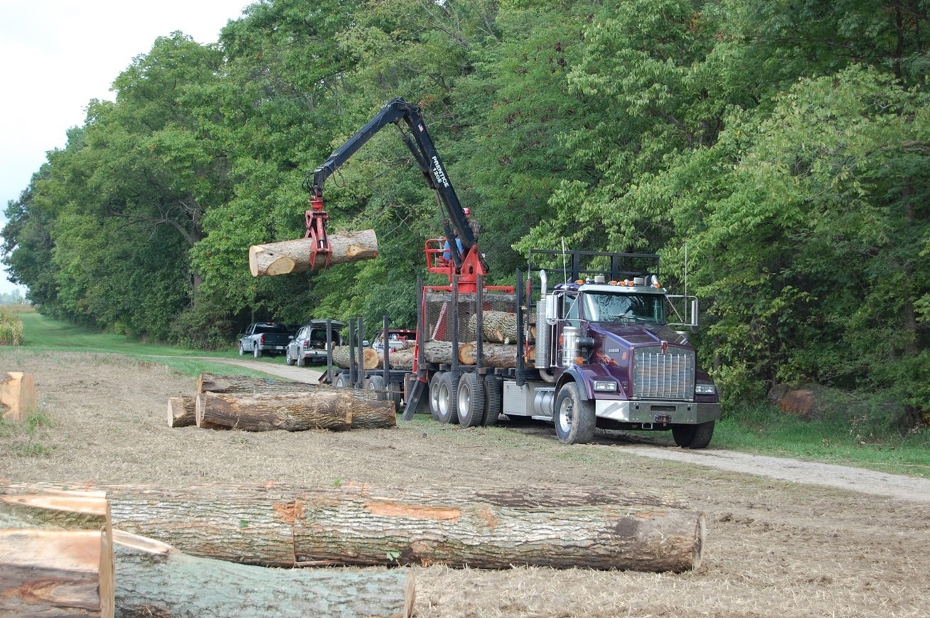 2007 Davis PAC harvest with knuckle boom loading logs onto a semi. Photo by Don Carlson.