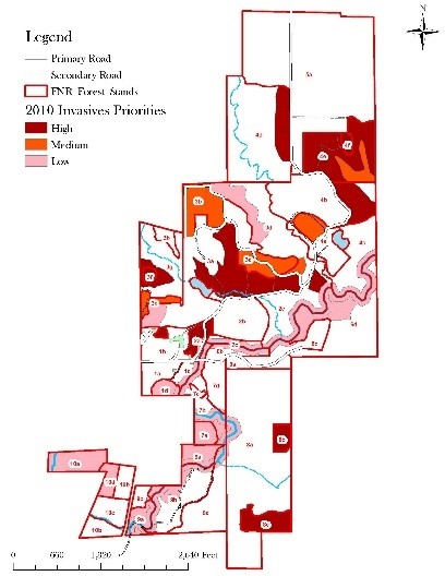 Martell Forest invasive species map.