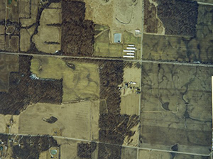 Miller Woodlands property aerial view.