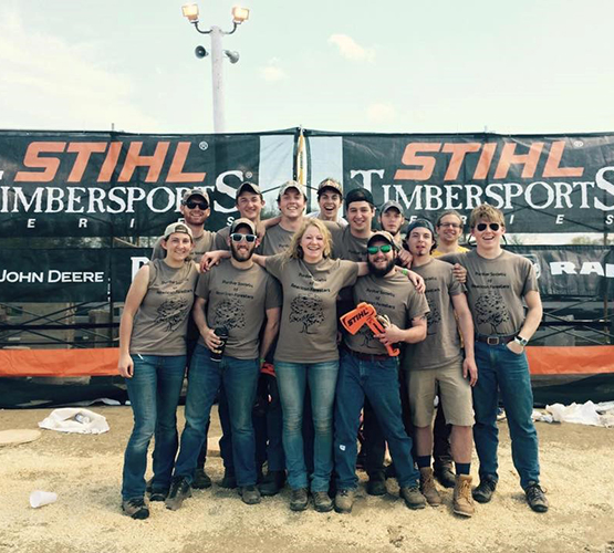 Students in the Society of American Foresters student organization at the STIHL Timbersports competition.