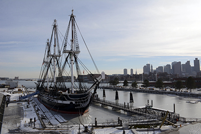The U.S.S. Constitution at harbor in Charlestown, Mass.