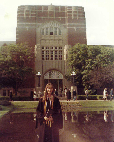 Petra Bohall Wood at her Purdue bachelor's degree graduation in 1981