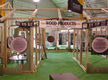 Display showing uses of various wood products