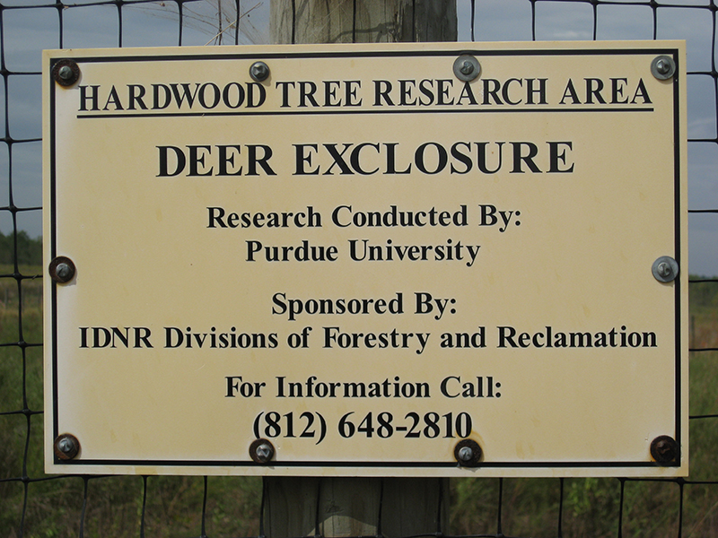 Sign with title Hardwood Tree Research Area.