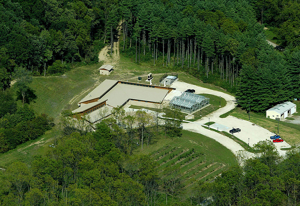 Ariel view of Wright Center, Purdue FNR research property.