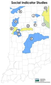 indiana map with survey data across central and northern portions