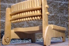 Wooden low back low floor chair example.