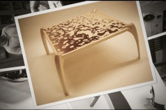 Small table with spotted pattern for furniture design course.