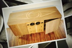 Music cabinet with speakers.