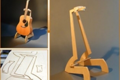Wooden guitar stand.