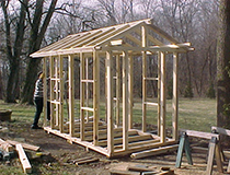 Wood frame for small building.