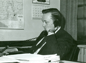 Mason Carter, Dept. Head, in his office in the Horticulture Building (FNR Archives accession no. LOG.1975.002.001)