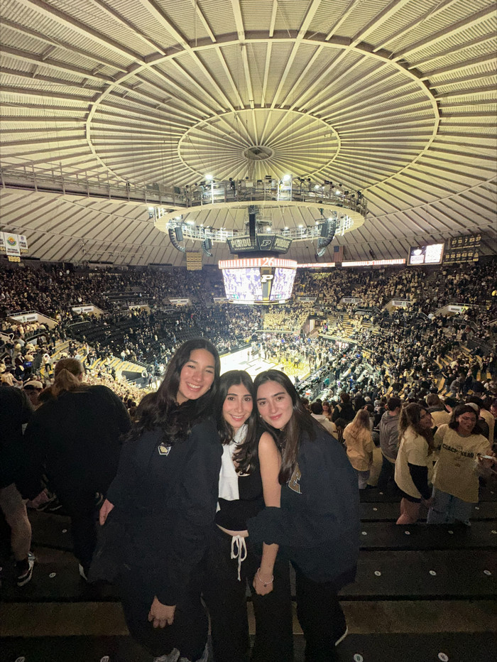 Barbara with friends at a Purdue basketball game