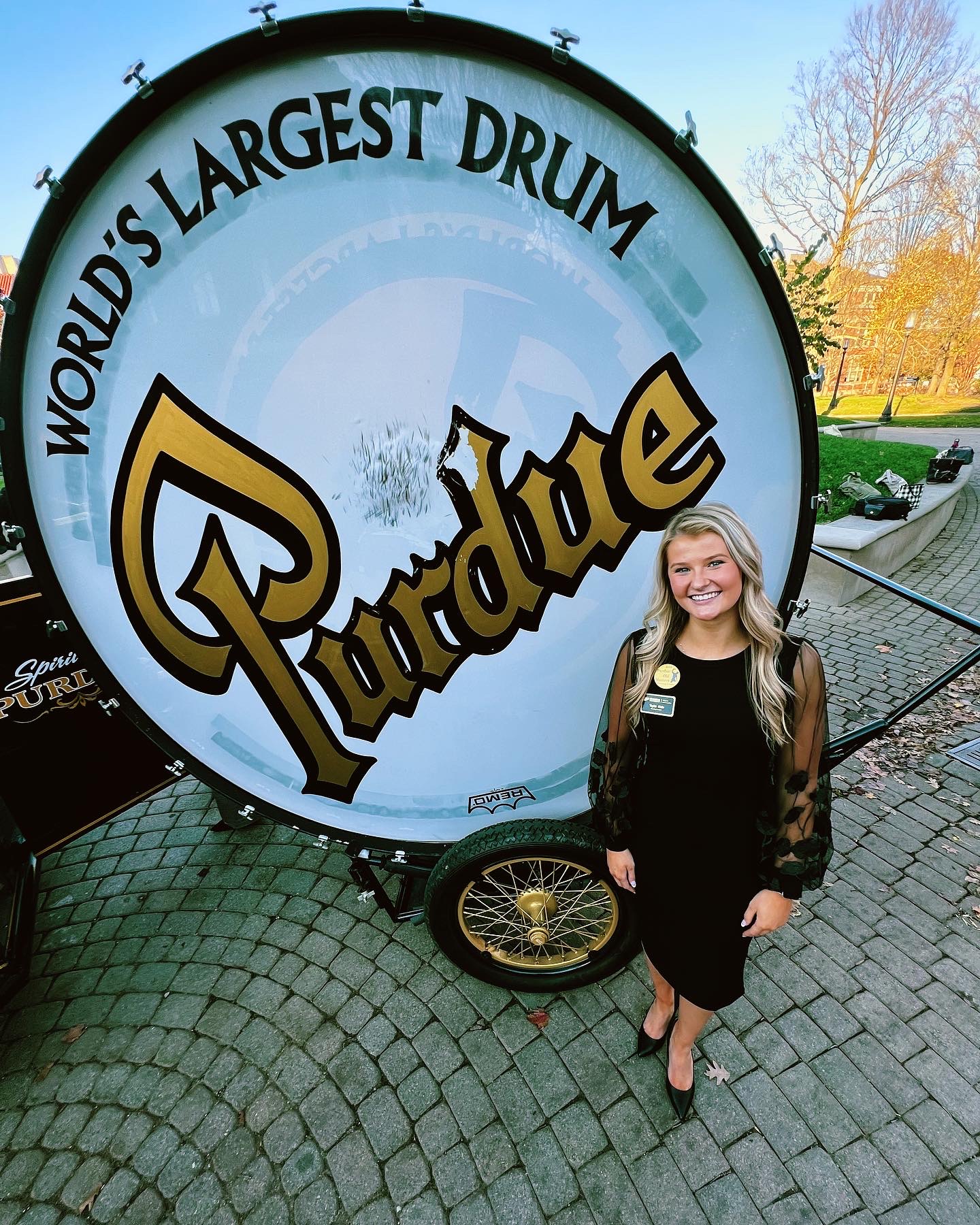 Taylor Main with Purdue's World's Largest Drum