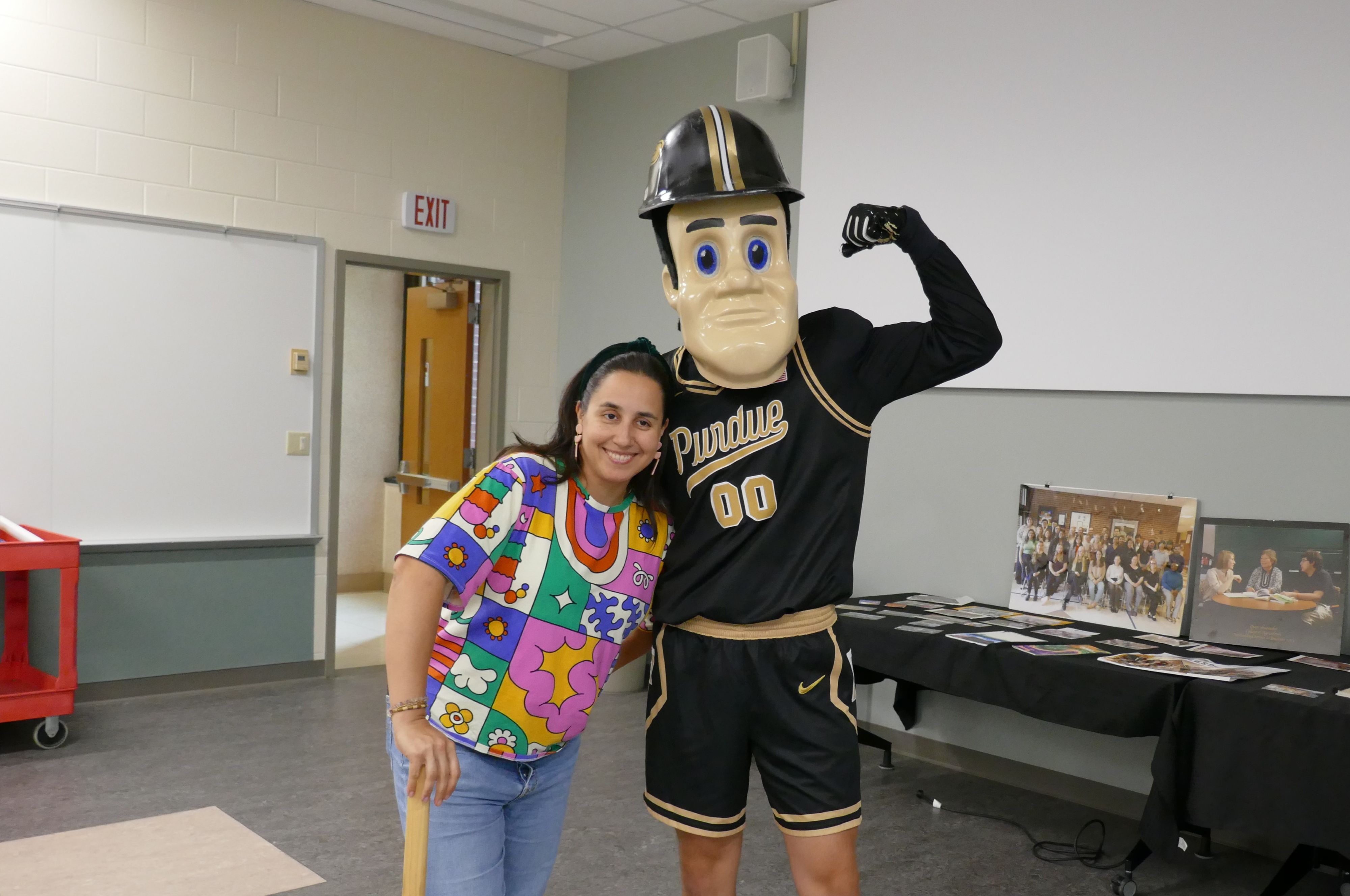 Woman posing with Purdue Pete