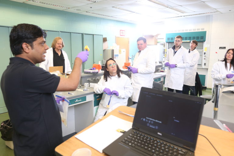 dr. mishra teaching in lab
