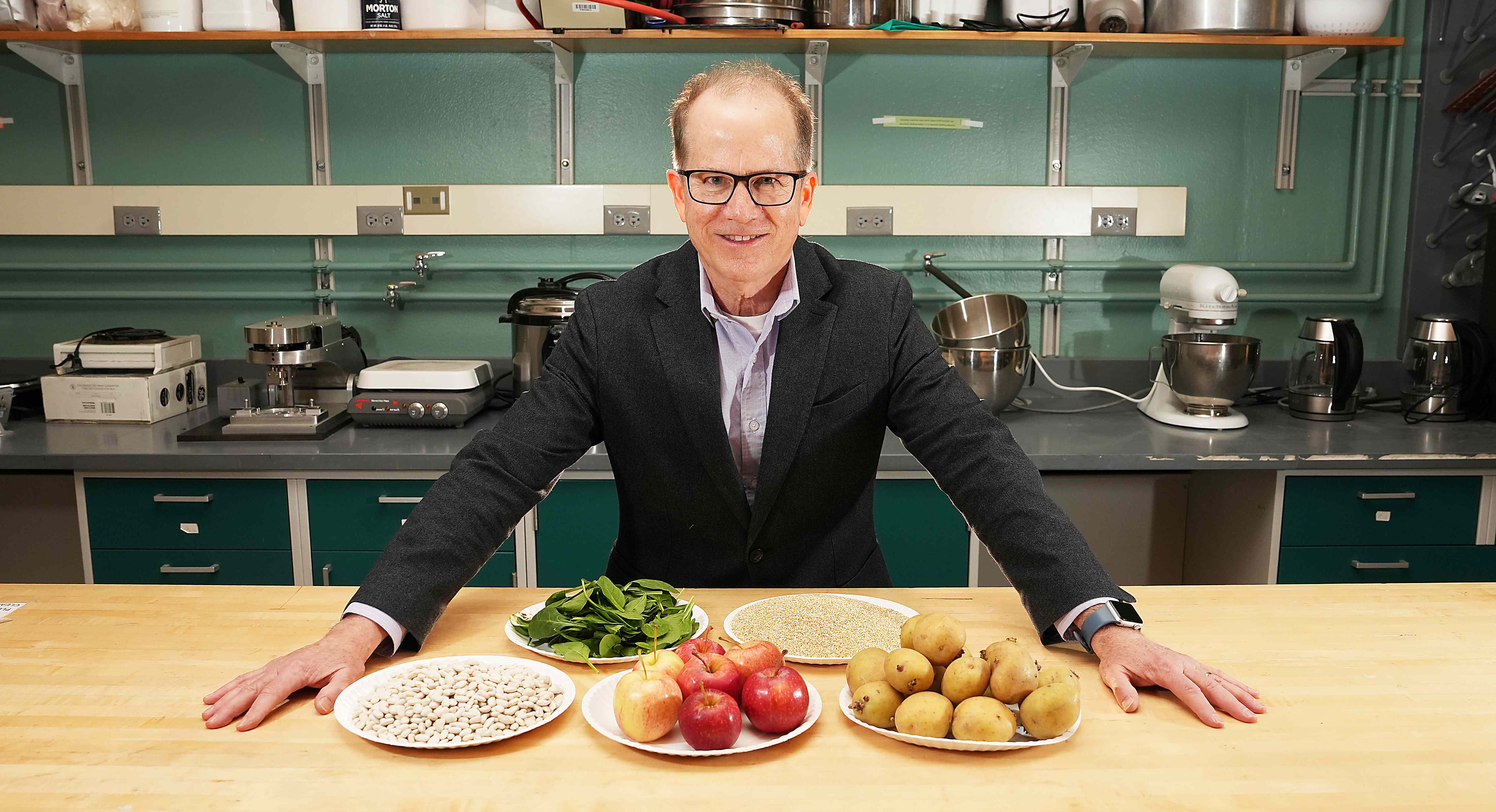 Dr Bruce Hamaker with healthy foods