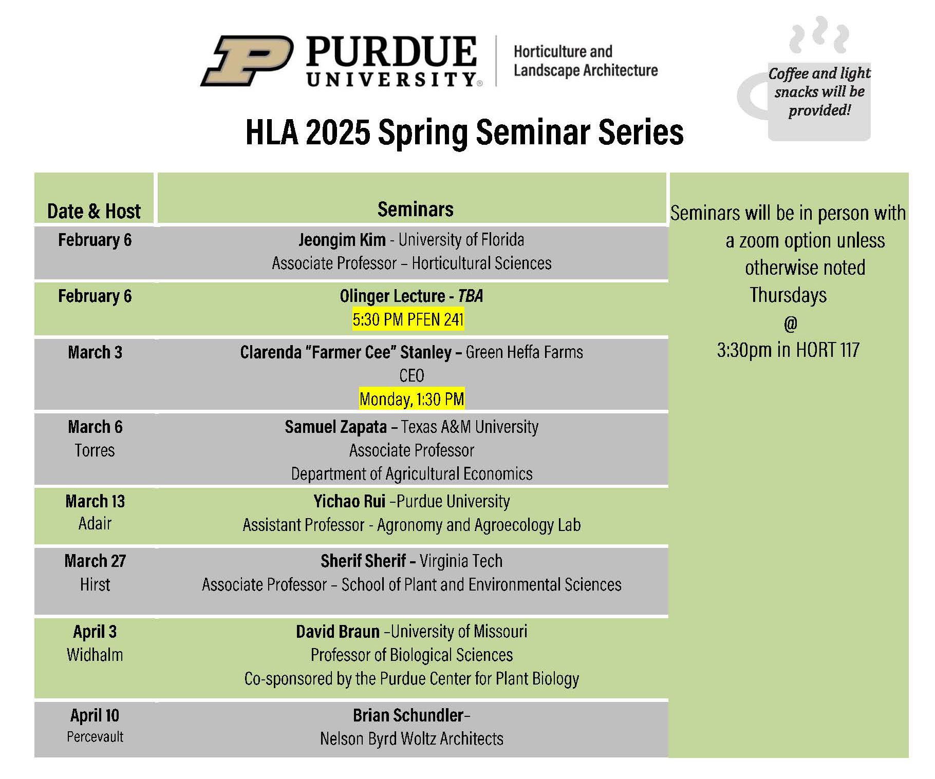 HLA 2025 Spring Seminar Series Flyer