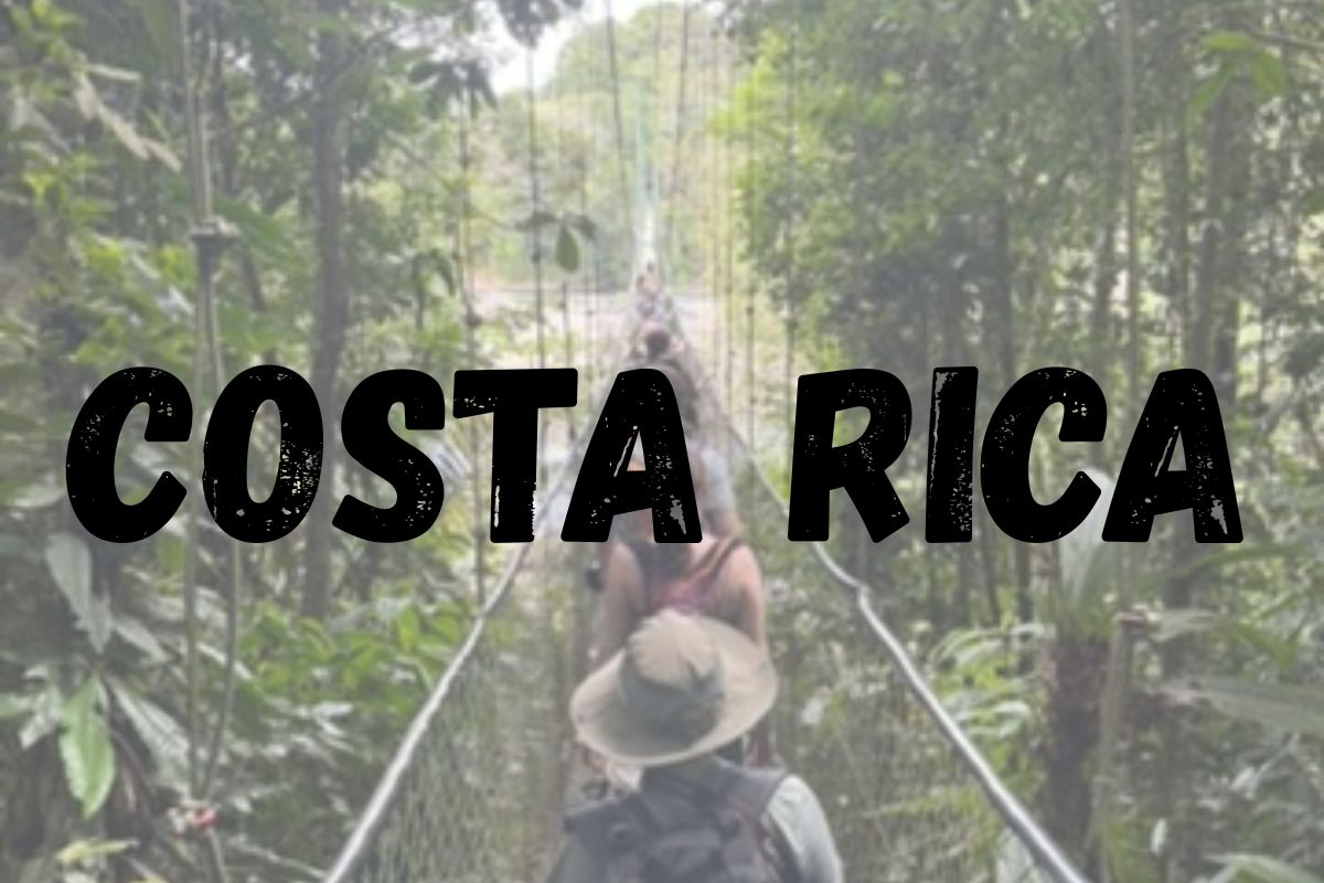 Students walking on bridge in Costa Rica