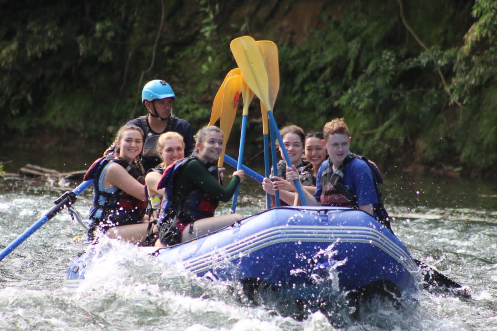 Students rafting in Costa Rica  during spring break
