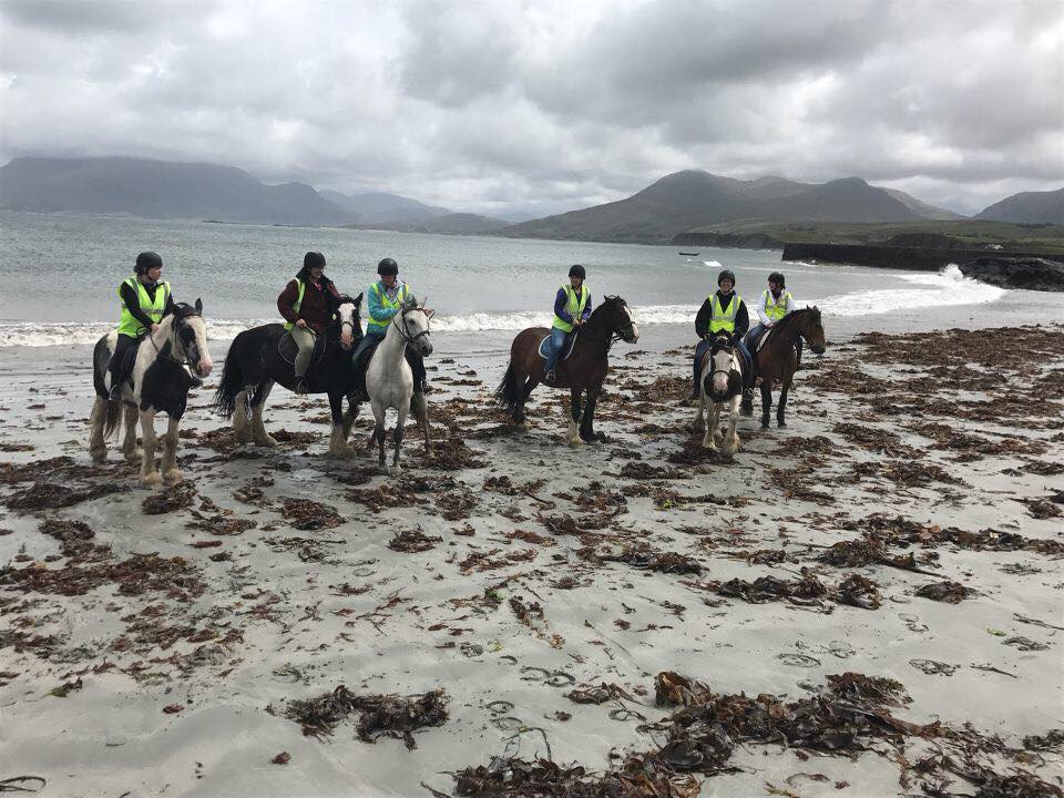 Students riding horses in Ireland