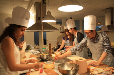 Students cooking in France