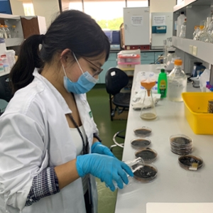 student in lab