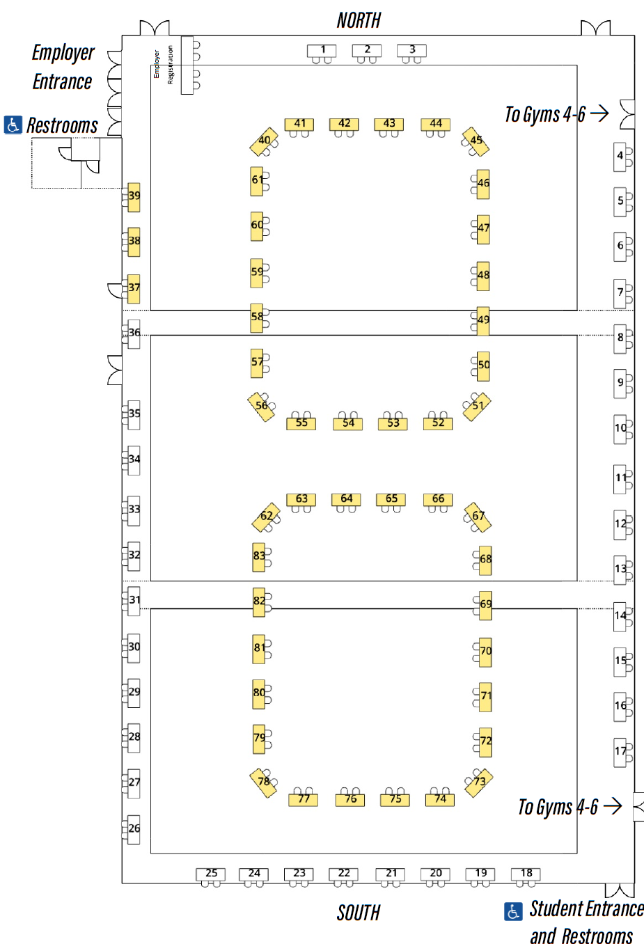 Map Ag Career Fair Gyms 1 to 3
