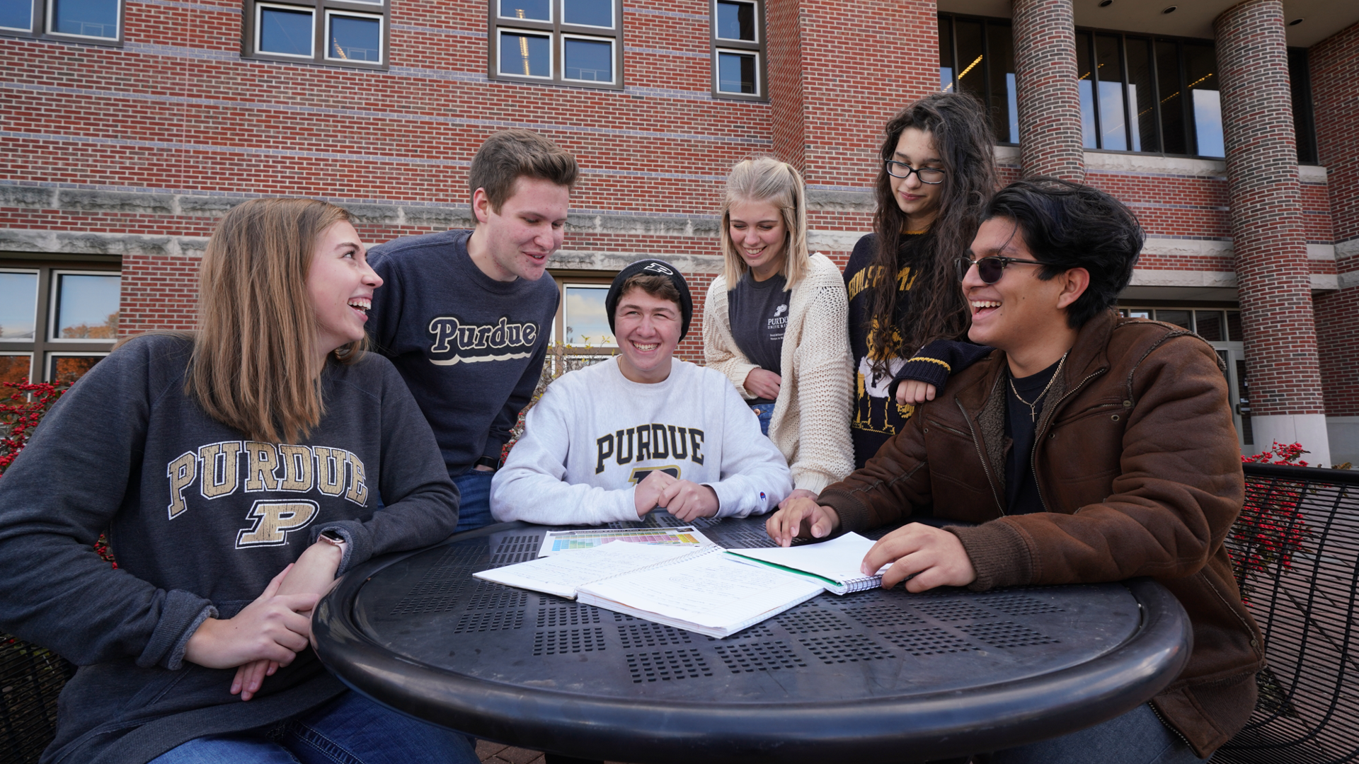 students at table