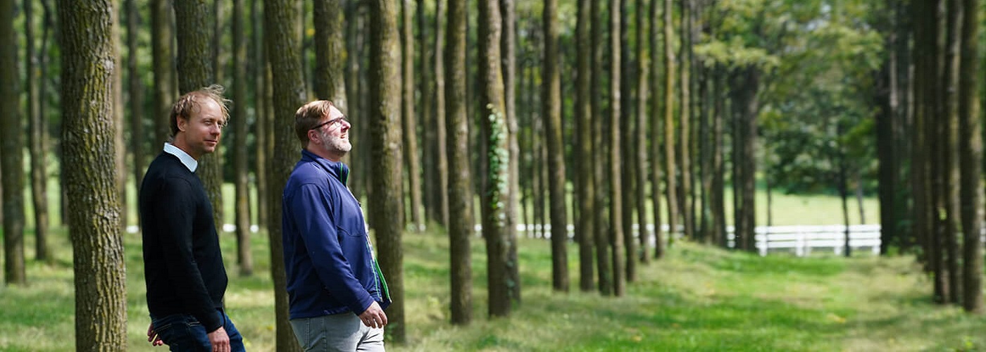 two people in forest