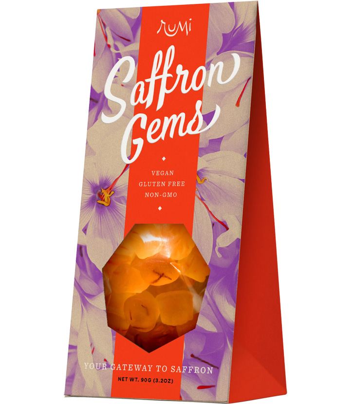 a bag of Saffron Gems candy