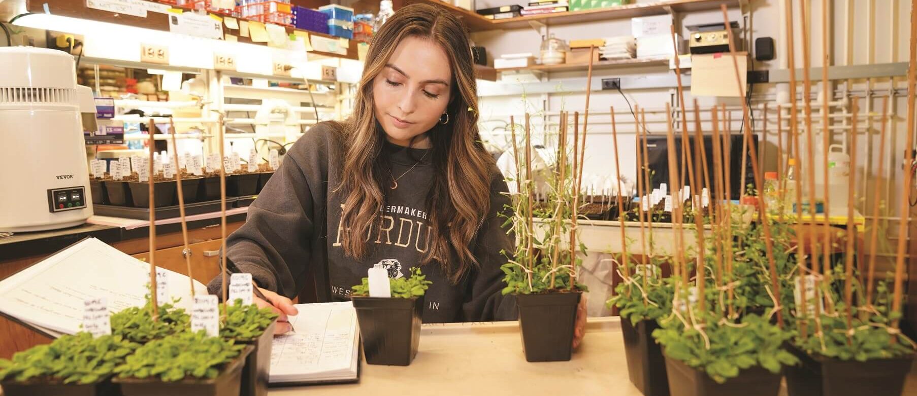 student in lab