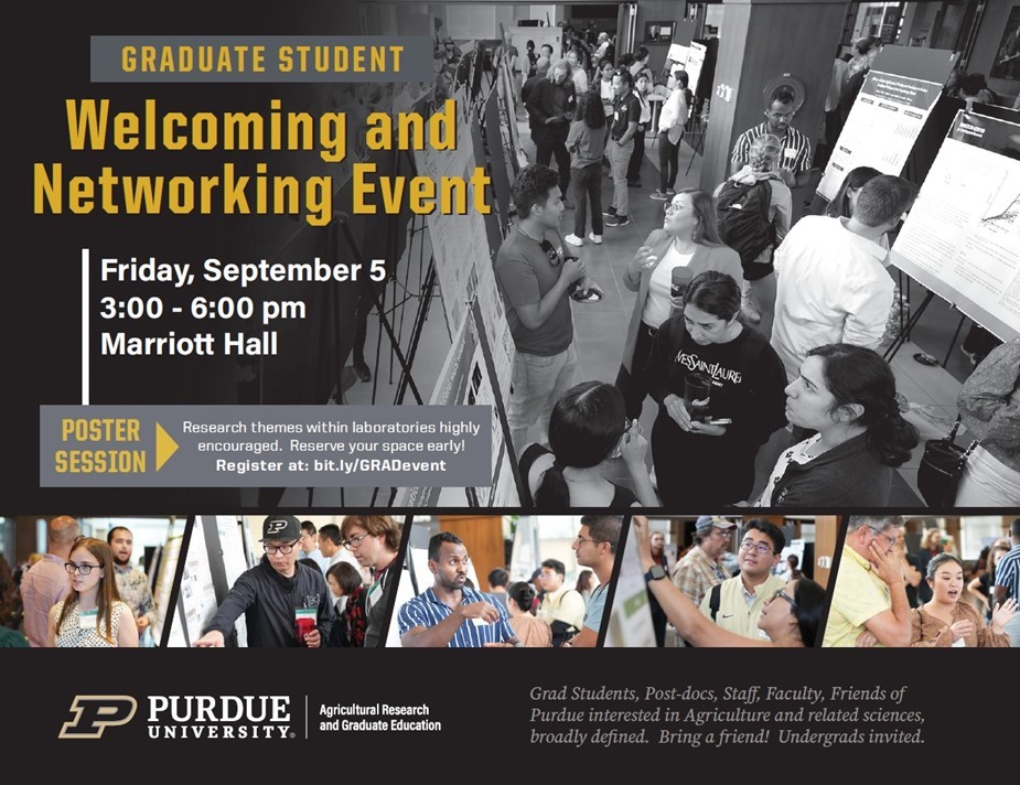 graduate student welcoming and networking event flyer