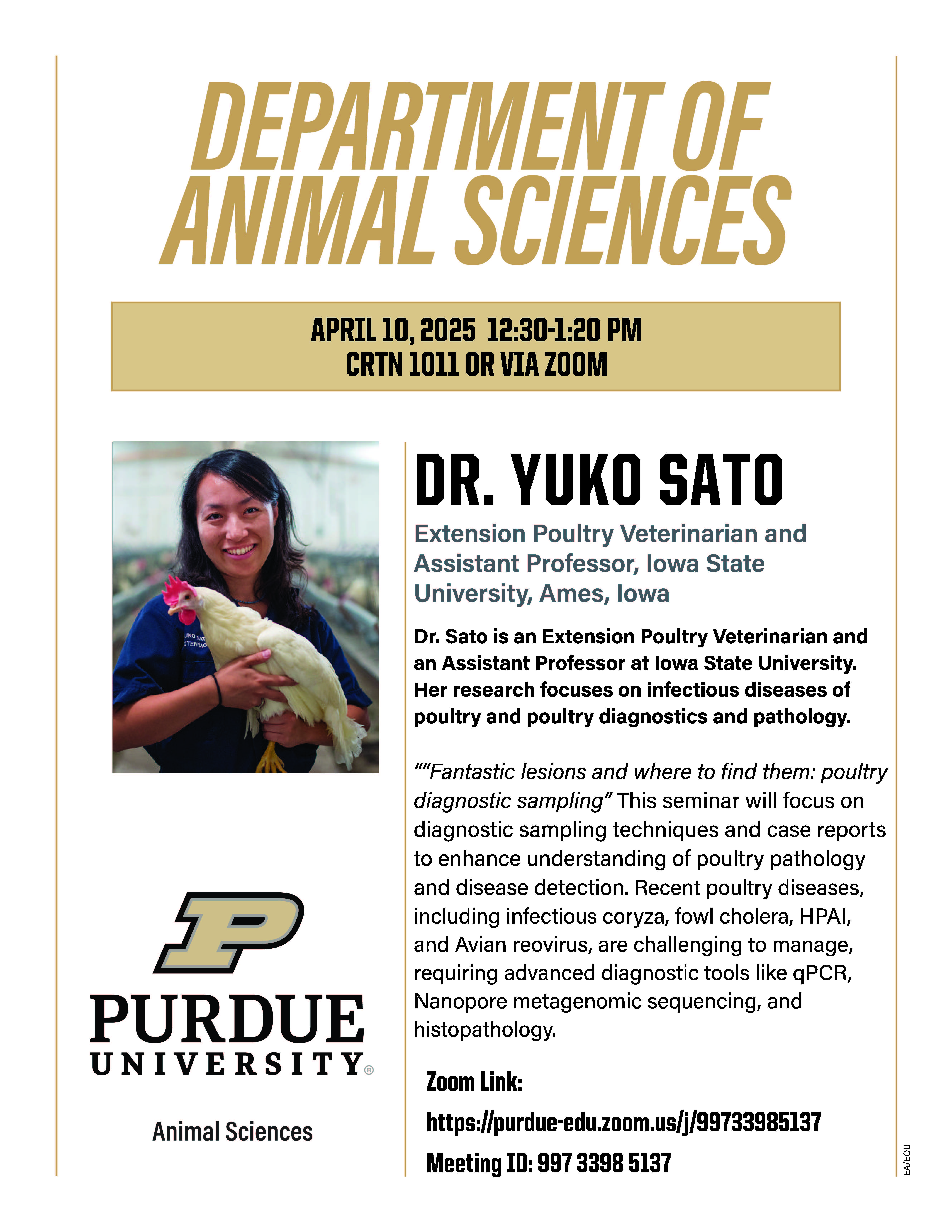 flyer for Dr. Sato's departmental seminar