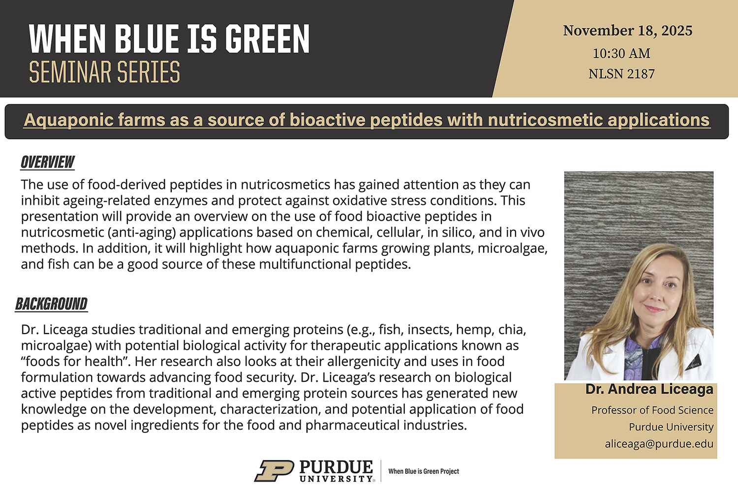 When Blue is Green Seminar Series, Aquaponic Farms flyer