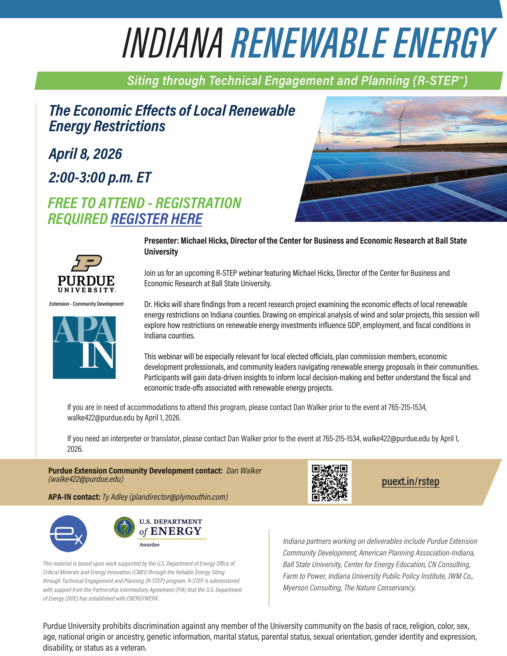 Event flyer for The Economic Effects of Local Renewable Energy Restrictions