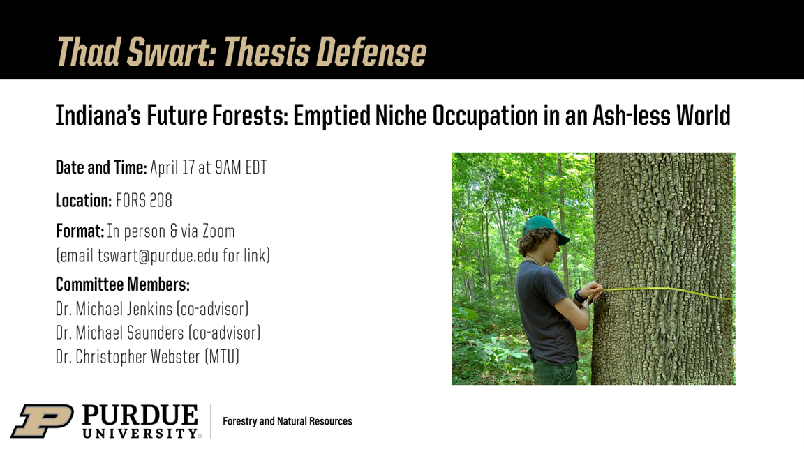 Thad Swart thesis defense flyer.