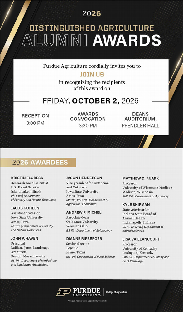 2026 Distinguished Agriculture Alumni Awards Poster