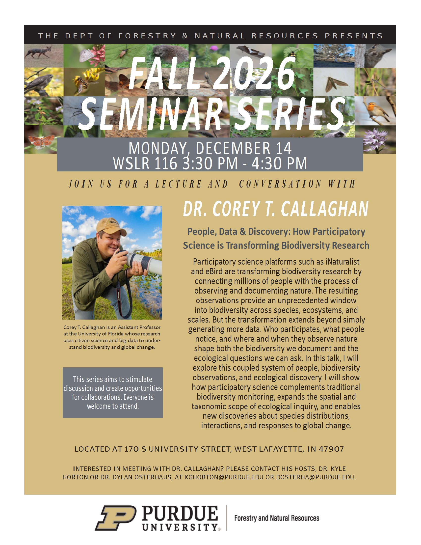 Dr. Corey Callaghan Seminar Poster