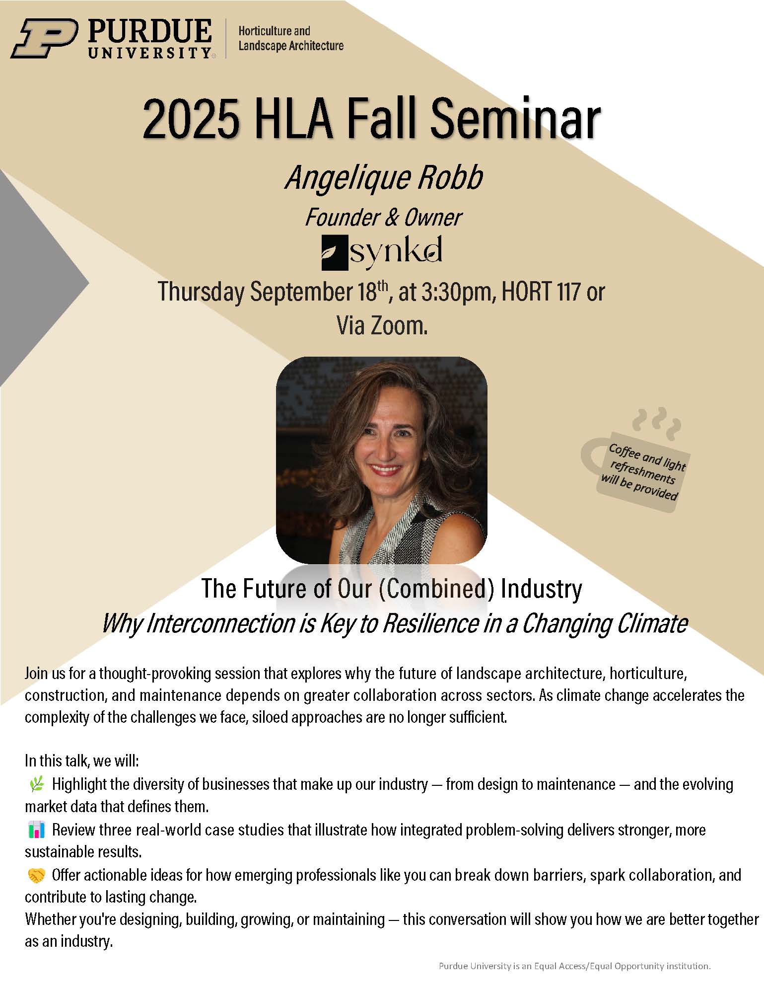 Flyer for the 2025 HLA Fall Seminar with Angelique Robb