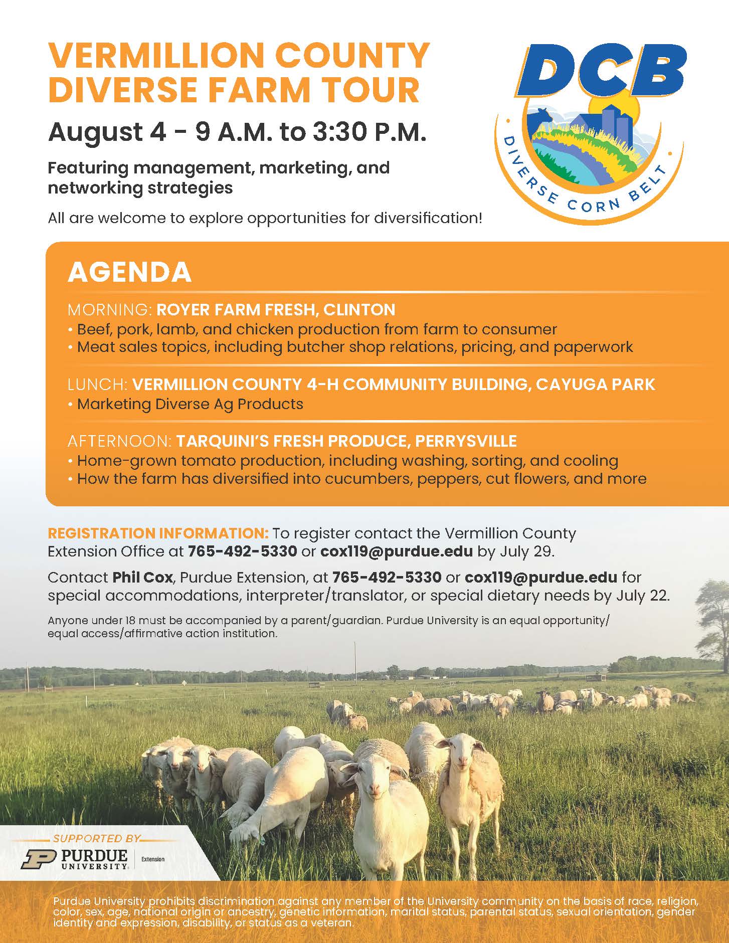 Flyer for Vermillion County Diverse Farm Tour