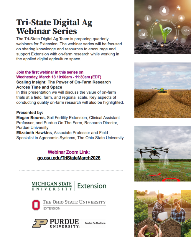 Tri-State Digital Ag Webinar Series flyer with detailed information