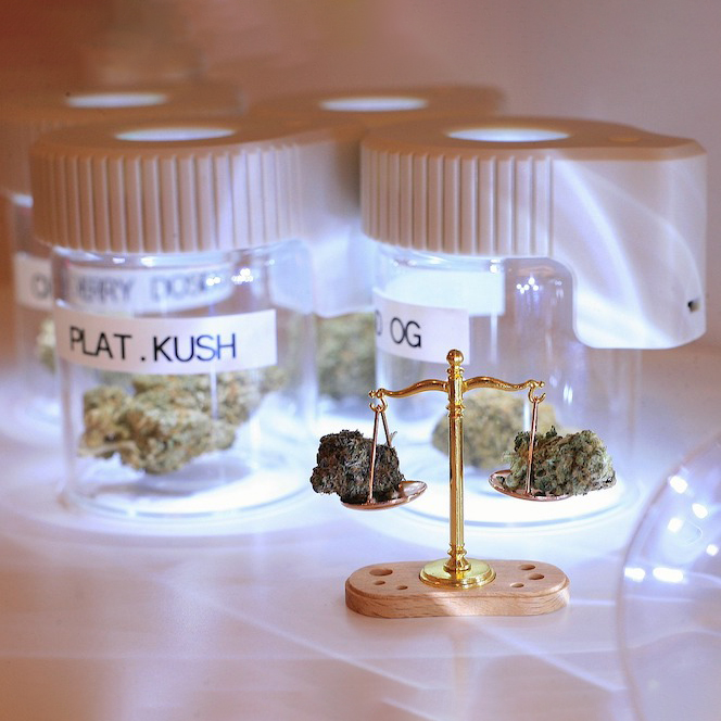 Hemp products in a glass jar. 