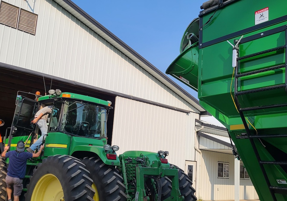 tractor and grain cart